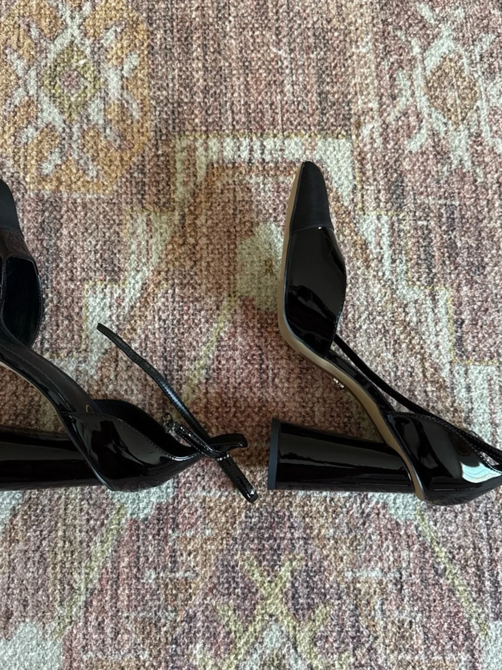 Sam Edelman Black Square-Toe Ankle-Strap Heels - Picture 2 of 4